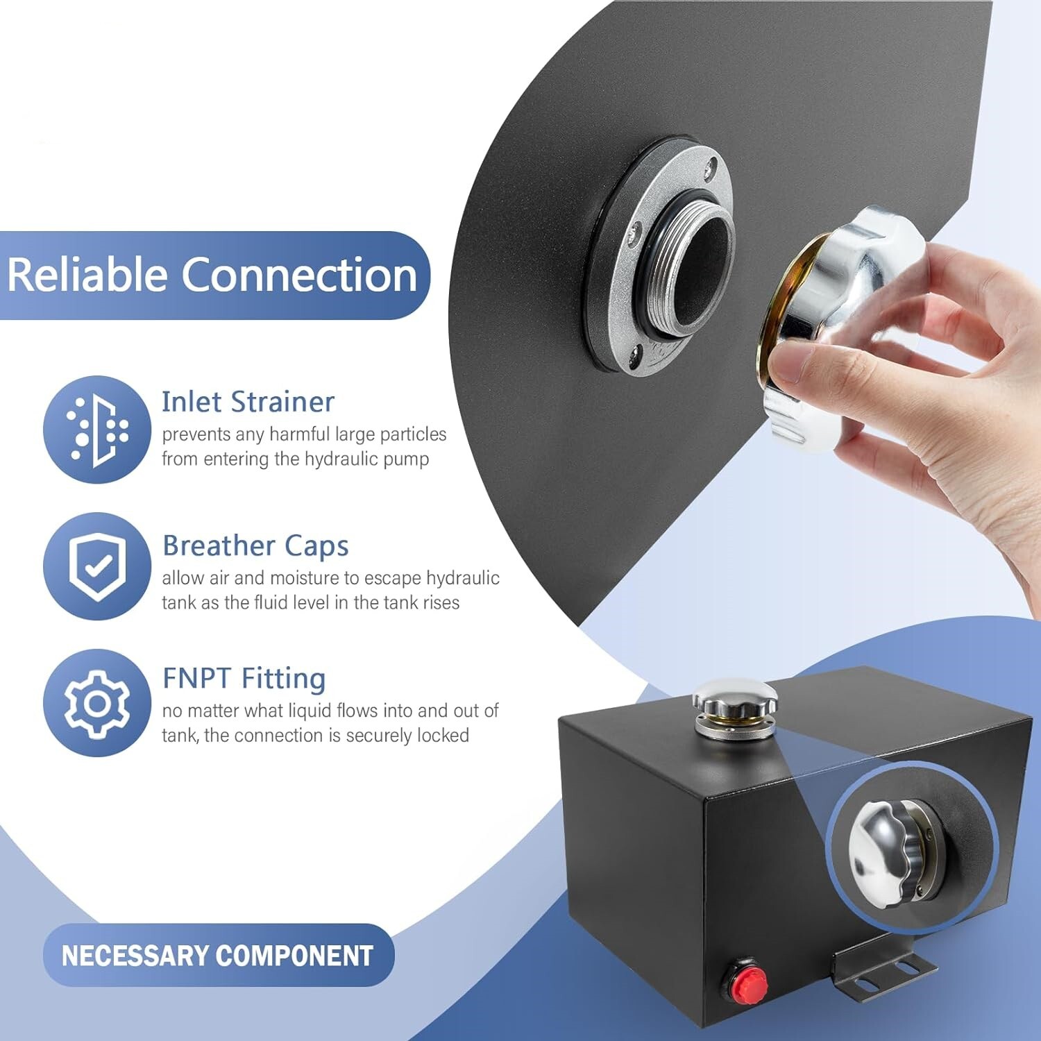 5 Gallon 14 Gauge Steel Hydraulic Fluid Reservoir Tank Integral Mounting Foot