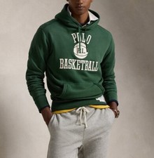 Polo Ralph Lauren Logo Basketball Fleece Hoodie - Green Multi Size's NWT