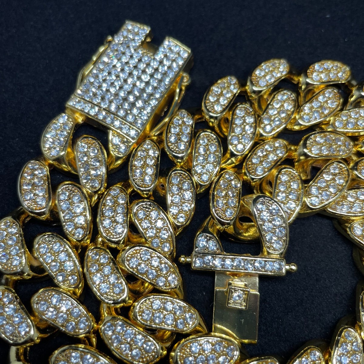 ICED Miami Cuban Link 20mm Wide Gold Plated AA+ Quality Crystal
