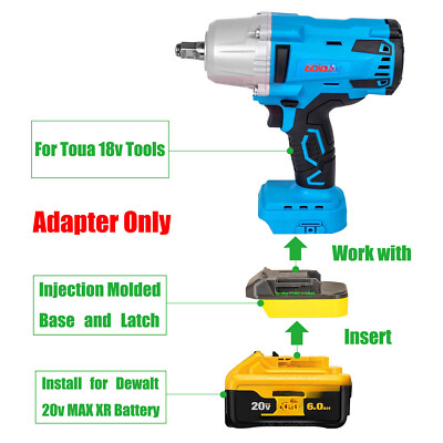 1x Adapter for Toua 18v Professional Tools, fits DeWalt 20v MAX XR Batteries