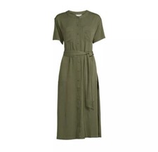 Short Sleeve Button Front Lightweight Midi Shirt Dress - Size Medium