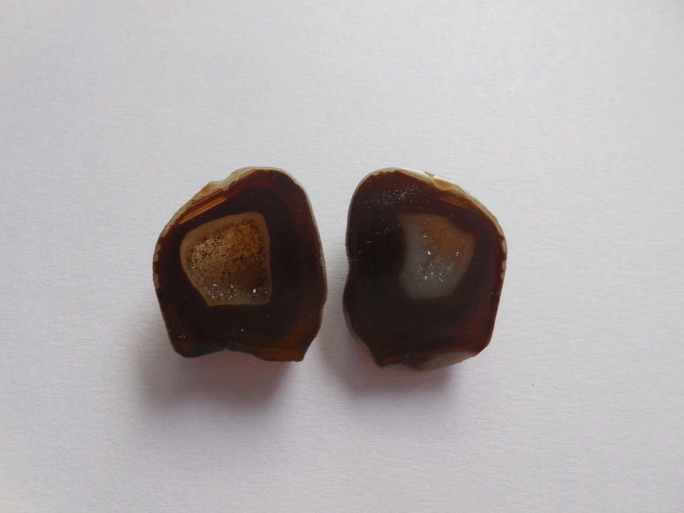 Par de ágata cabujón crudo geoda brillante cueva druzy de 2 Ps cuarzo suelto natural Foto 3 de 4