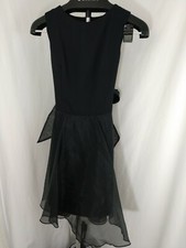 Nightway Collections Tea Length Black Cocktail Dress with Bow in Back