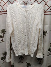 Vintage Jennifer Moore White/Cream Sweater Cardigan Cable Knit Heavy Sweater