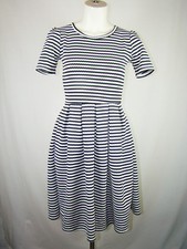 LuLaRoe AMELIA Dress Stretch Black White Striped Size XS X-Small Made in USA