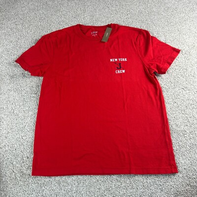 J.Crew Men's Graphic Tee Shirt ''NY Crew'' Red Size Small Made In USA NWT $49.50