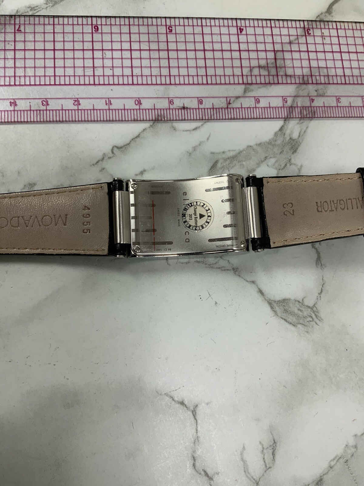 Movado Elliptica 84 C1 1481 24mm Stainless Steel Swiss Quartz Watch black band | eBay