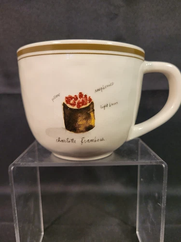 Rae Dunn French Sketch Boutique Pastry Cappuccino Brown Line Mug VGC