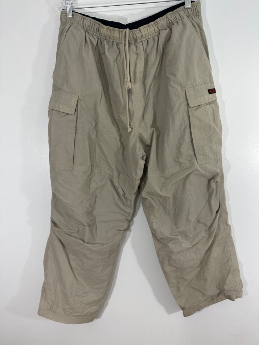100A×GOLD’S GYM/100A DRY BAGGY PANTS Vintage Bum Equipment Track Pants Mens XL Khaki Beige Nylon