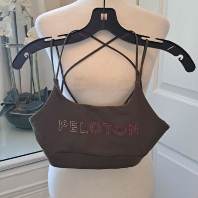 NWOT Peloton Womens Speed Up Strappy Sports Bra Olive Green Front  Logo Size SM