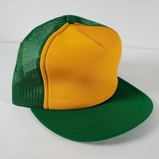 Green Yellow Blank Snapback Trucker Hat Foam Mesh New Deadstock Vintage 80  s