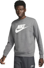Nike Sportswear Club Fleece Men's Graphic Crew, Charcoal Heather, Large