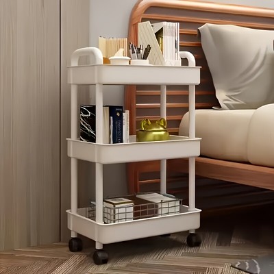 White Four Layers Local warehouseMultilayer Movable Storage Rack - Small Cart