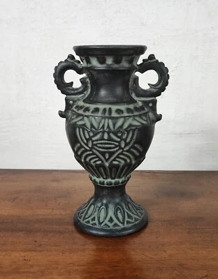 Joli vase en terre cuite vert avec anse déco antique plante fleur - Photo 1/4