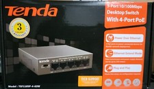 Tenda 5-Port 10/100Mbps Fast Ethernet Unmanaged PoE Switch-with 4 PoE 58W TEF...