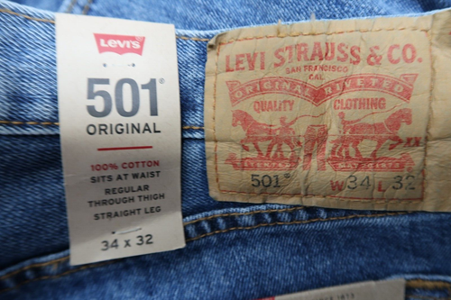 Levi's 501 Jeans Men's Size 34x32 Blue Straight Leg Button Fly Denim Pants NEW - Picture 4 of 13