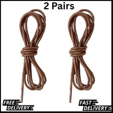 2 Pairs Waxed round Shoelaces 2.5Mm Classic Oxford Shoe Laces for Formal Dress