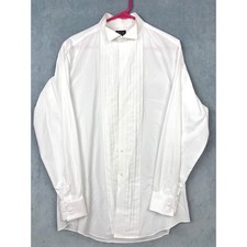 Jos A Bank Executive Collection White Tuxedo Shirt Wing Collar Pleated 16-33