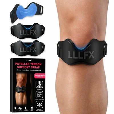 2 Pack Patellar Tendon Support Straps, Adjustable Non-slip 2-Pack, Black