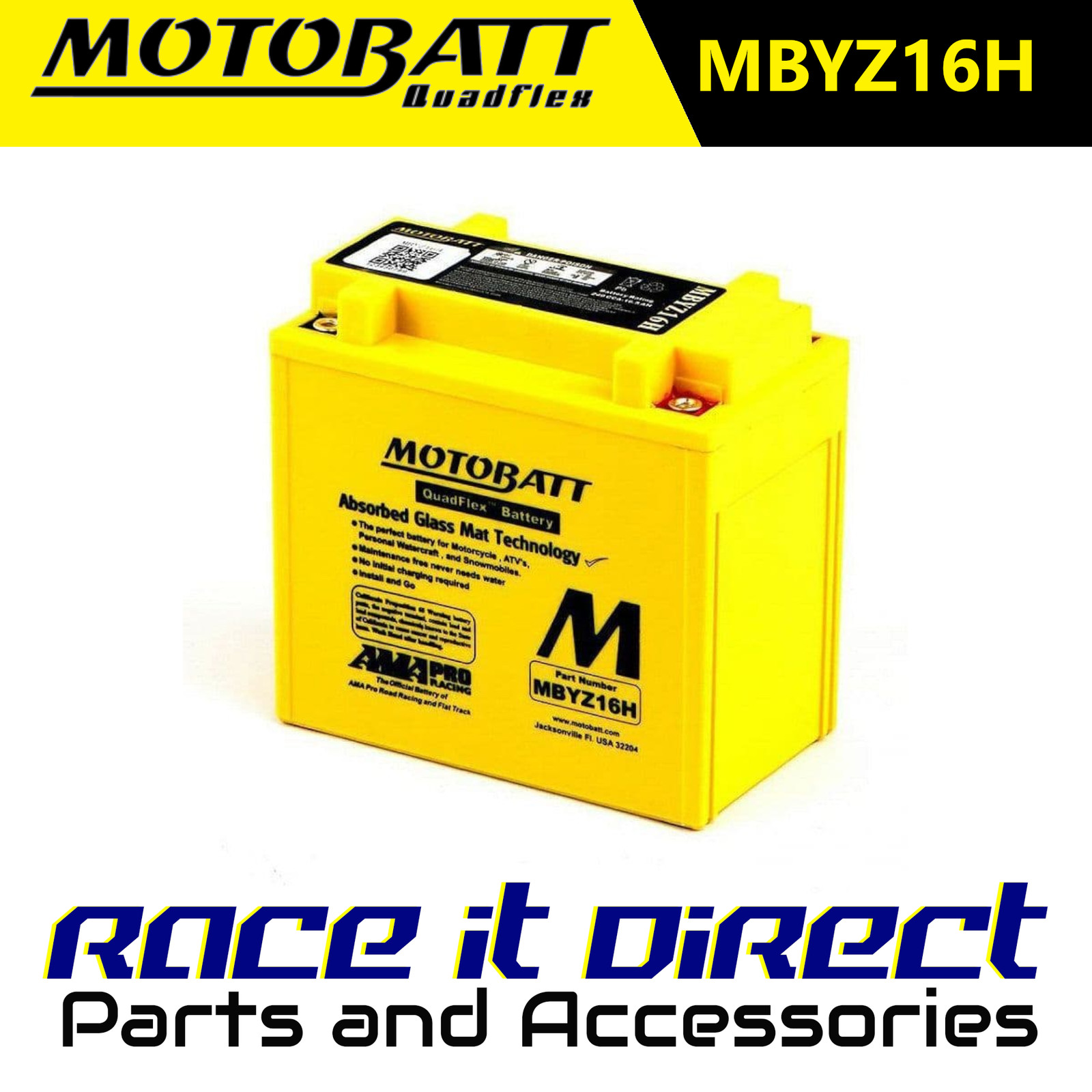 Motobatt Upgrade Battery for Adly Conquest 700 SE LOF 2017-2021 MBYZ16H AGM
