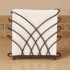 Criss Cross Metal Napkin Holder Bronze Upright Tabletop Stand 8"x7.75" Durable