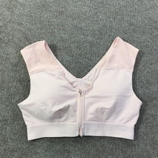 Tommie Copper Sports Bra Womens Medium Pink Zip Front Wireless Activewear Yoga