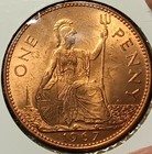 1967 Great Britain Penny AU or Better Beautiful Bright Coin. — photo 2