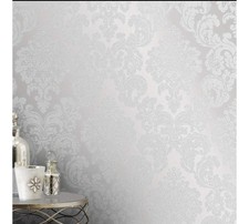 Image of Fine Decor Wallpaper FD42238 Silver Damask