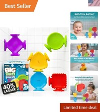 Big Shapes Bath Toys for Toddlers - 5 Pack BPA-Free Silicone  Strong Suction