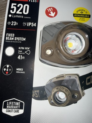 Torcia frontale Coast 520 lumen FL65 IP54 23 ore fascio di messa a fuoco 4 modalità - Foto 2 di 3