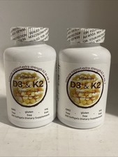 2x Vitamin D3 K2, D3 K2 Vitamin 10000 iu  200mcg 300 Softgels Exp 06/26