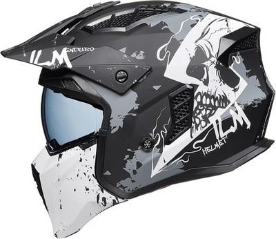 ILM Motocross Helme Motorrad 3/4 Halbhelm Jethelm Vintage Retro, Größe L