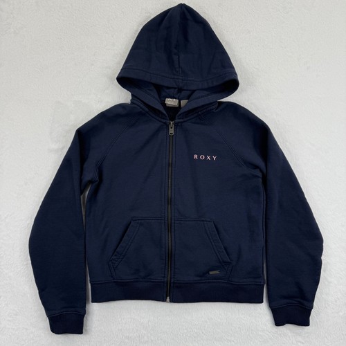 Sudadera con Capucha Roxy Kids Fácil Noche Cremallera Completa Azul Marino Gráfico Talla 12 L - Imagen 2 de 7