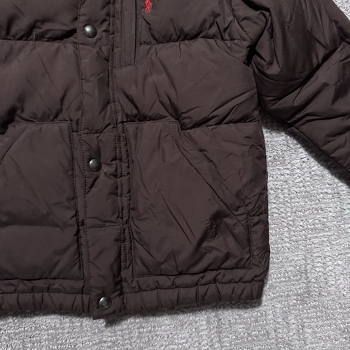 Polo Ralph Lauren Boys Kids Jacket Size 5 Brown Puffer Zip Up Hooded Down Coat - Picture 3 of 7