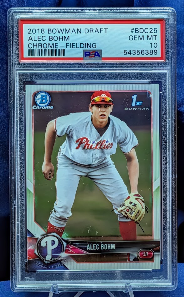 ~ Alec Bohm 2018 BOWMAN DRAFT CHROME-FIELDING #BDC25 PSA 10
