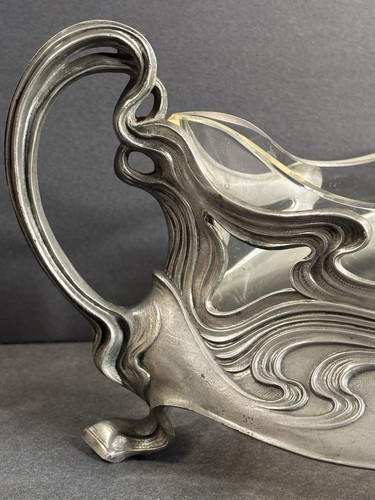 Antique Metal And Crystal Planter/Art Nouveau/Silverplate/Pewter/Germany C.1925 - Picture 4 of 19