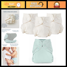 Organic Cotton Cloth Diaper Set - 3 Absorbent Inners 1 Waterproof Cover, Size