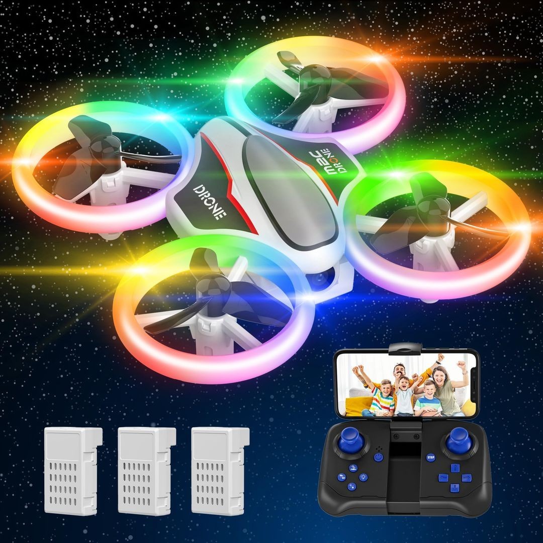 Mini Drone Telecamera 720P HD 3 Batterie 21min Volo LED - USATO FUNZIONANTE 100%