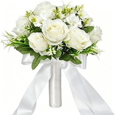 Wedding Bouquets for Bride Bridesmaid Bouquet Champagne White Artificial Rose...