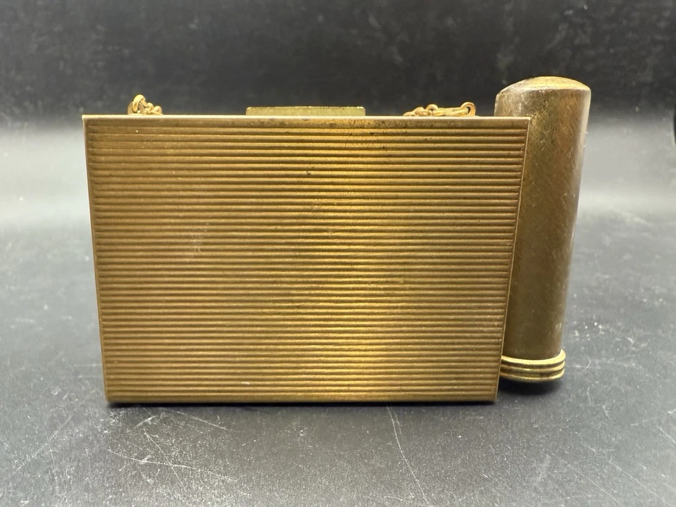 Bolso de mano de noche vintage Zell años 50 pequeño compacto tono dorado hoja porta monedas Foto 2 de 4