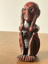 vintage pottery skeleton skull hear no evil J...