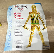 Charades Ninja Costume Complete Outfit, Gold/Green/Black, Size M, Hood CH84403A