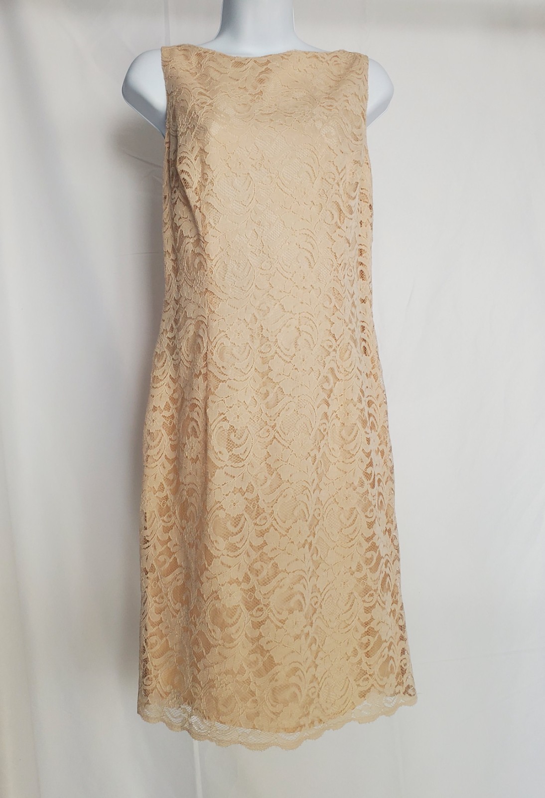 Beige Mother of the Bride Dress Size 10 Lace Formal Wedding Guest by Maggy Londo