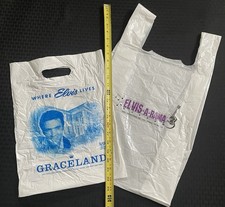 2 ELVIS Presley Plastic Shopping Bags From Graceland & Elvis-A-Rama Las Vegas