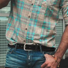 Automatic Buckle Jeans Belt Faux Leather Long Men's Casual Waist Strap Belts