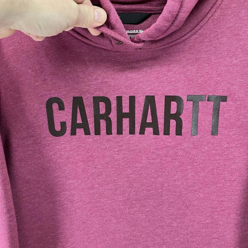 Carhartt 连帽衫女式 2XL 20 甜菜红色宽松版型中量级图案运动衫 — 第 4/4 张图片