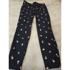 J.Crew Mercantile Navy Pink Floral Slim Crop Winnie Pants Trouser Size 00