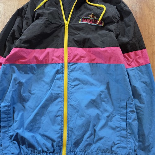 Universal Studios Jacket Blue Pink Neon Colorblock Windbreaker Retro Adult L 80s - Picture 3 of 12