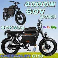 CHEEVALRY GT20 4000W Electric Motorcycle 60V 43AH 20*4.5" Fat tire E-bike 60km/h