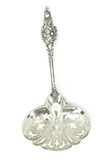 Alvin Art Nouveau Poppy Sterling 5 3/4" Pierced BonBon Spoon Floral Series 1900